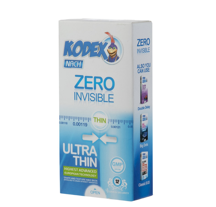 کاندوم کدکس مدل Zero Invisible بسته 12 عددی
