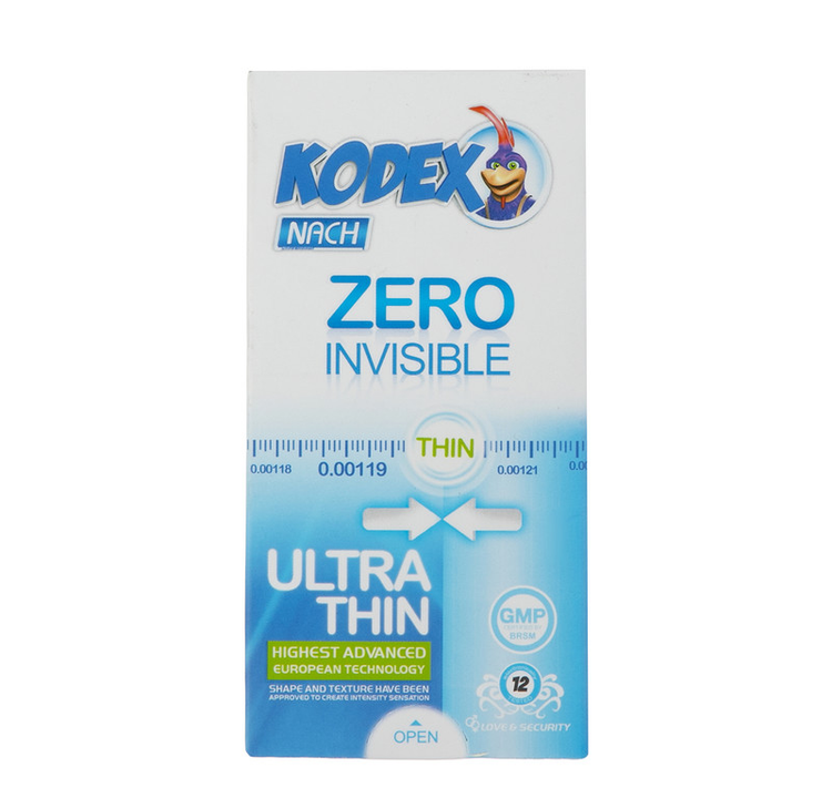 کاندوم کدکس مدل Zero Invisible بسته 12 عددی